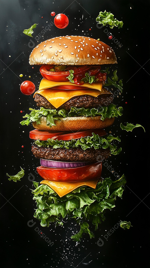 Enorme hamburguer sobre fundo isolado