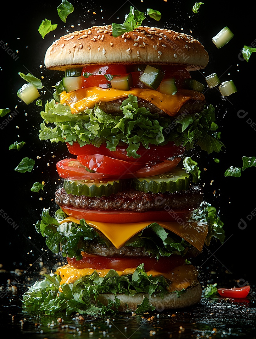 Enorme hamburguer sobre fundo isolado