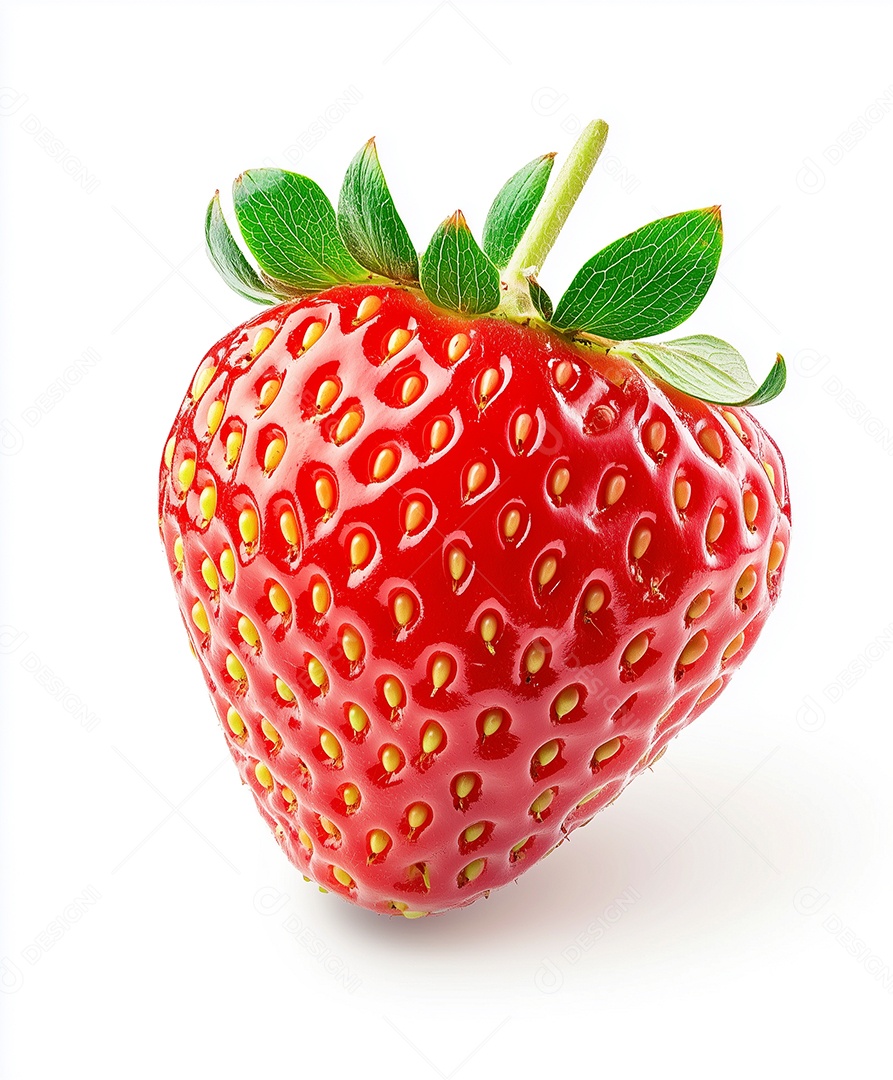 Belo morango sobre fundo branco isolado