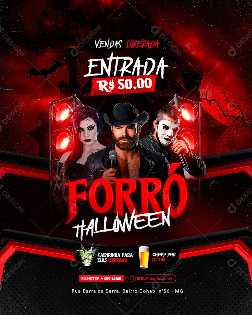 Flyer Forró Halloween Social Media PSD Editável