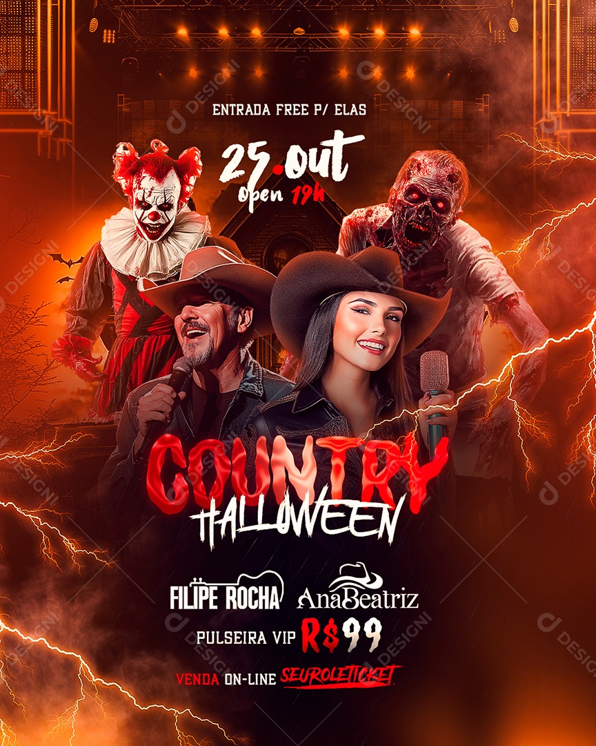 Flyer Halloween Country Social Media PSD Editável