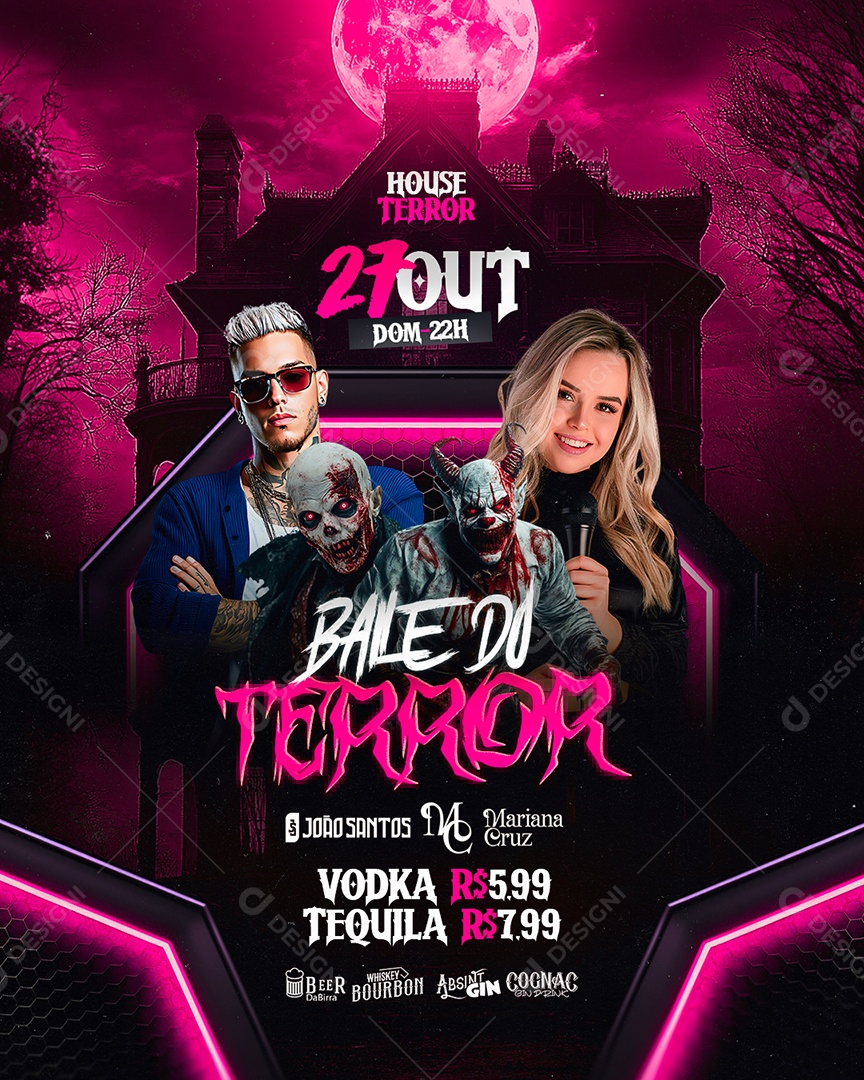Flyer Halloween Baile Do Terror Social Media PSD Editável