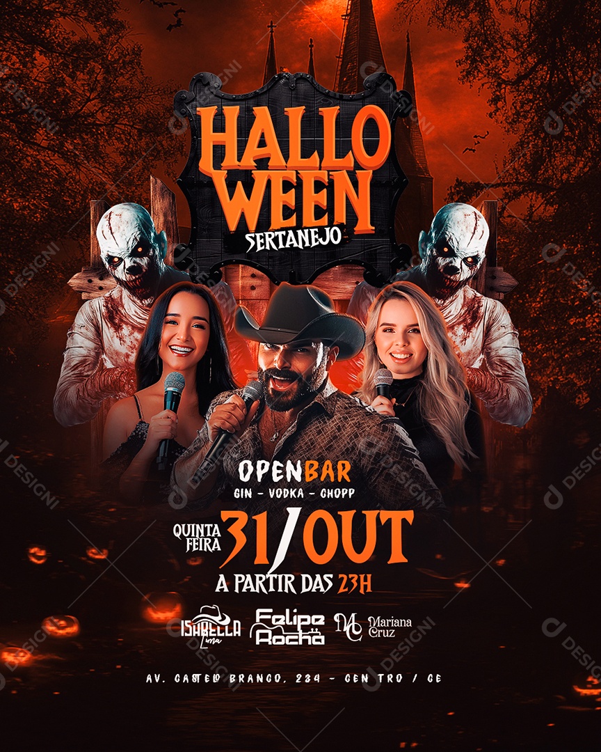 Flyer Halloween Sertanejo Social Media PSD Editável