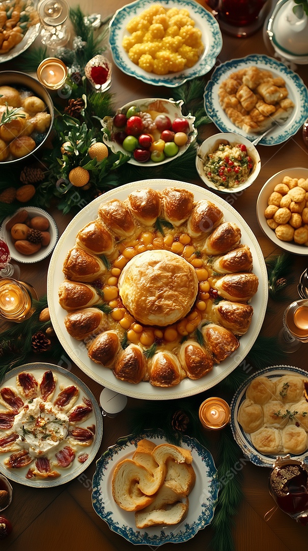 Lindo cenário de jantar de ação de graças sobre mesa de madeira