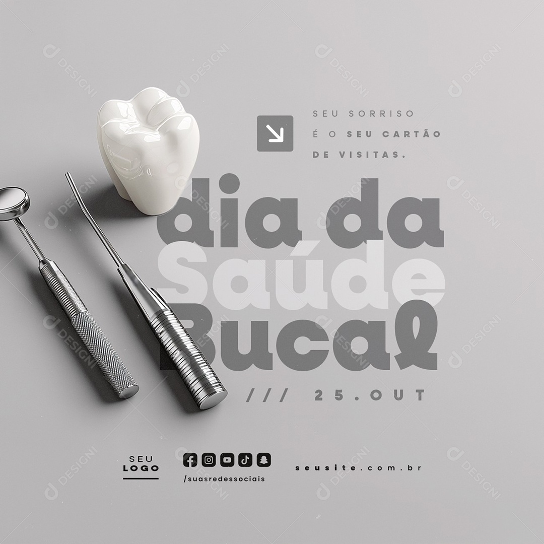 Dia da Saúde Bucal 25 de Outubro Social Media PSD Editável