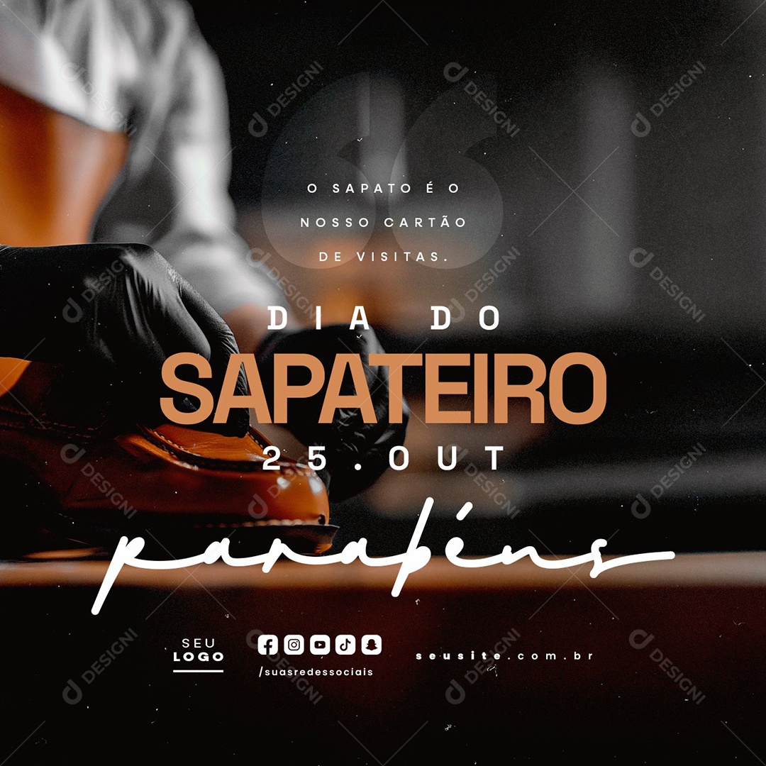 Dia do Sapateiro 25 de Outubro Parabéns Social Media PSD Editável