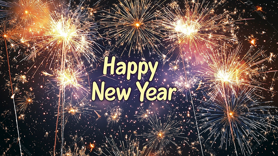 Lindos fogos de artifício para celebração de ano novo