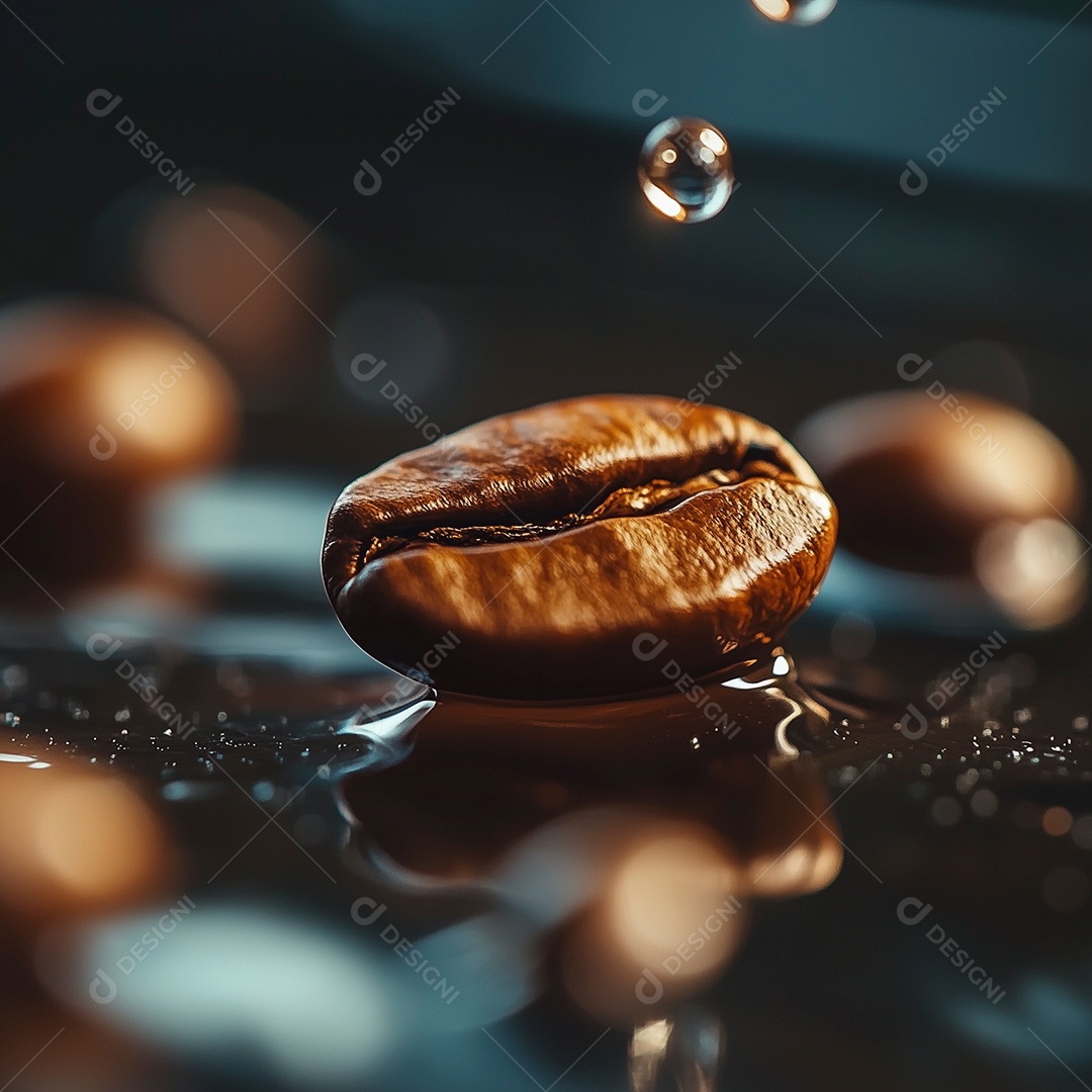 Lindo gão de café sobre piso molhado