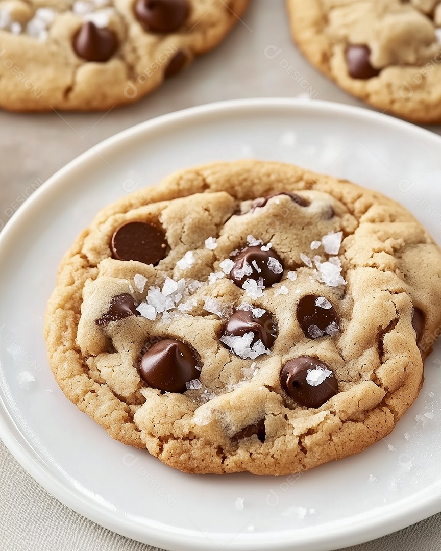 Belos cookies em prato sobre mesa de marmore