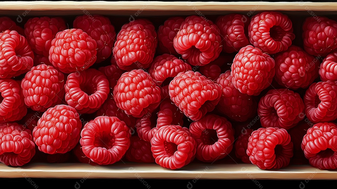 Lindas franboesas frescas em caixa sobre fundo isolado