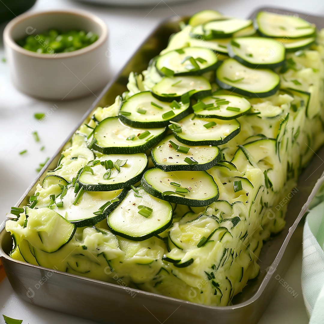Linda torta de abóbrinha em forma sobre mesa de marmore