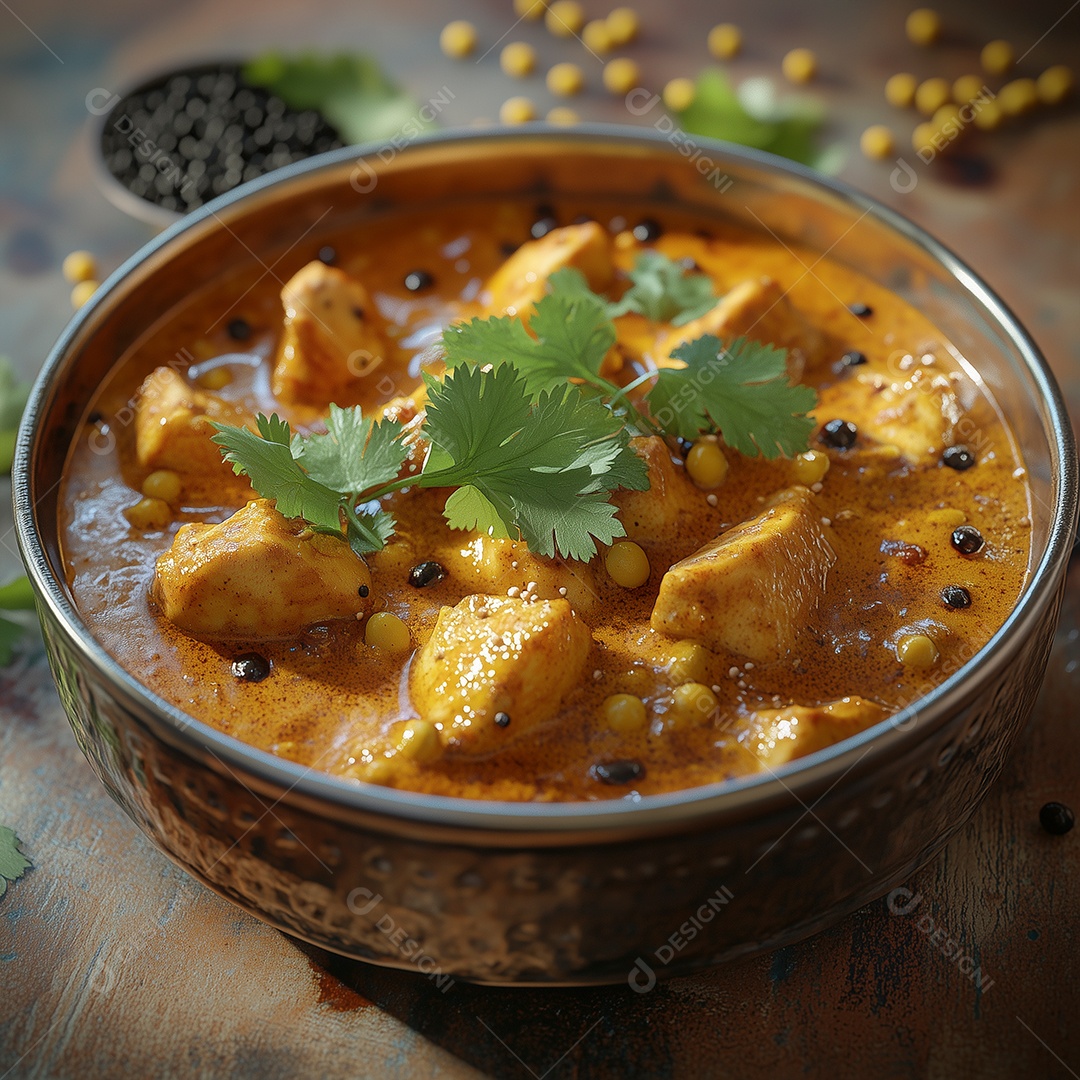 Linda sopa de carne com ervilhas em tijela sobre mesa de madeira