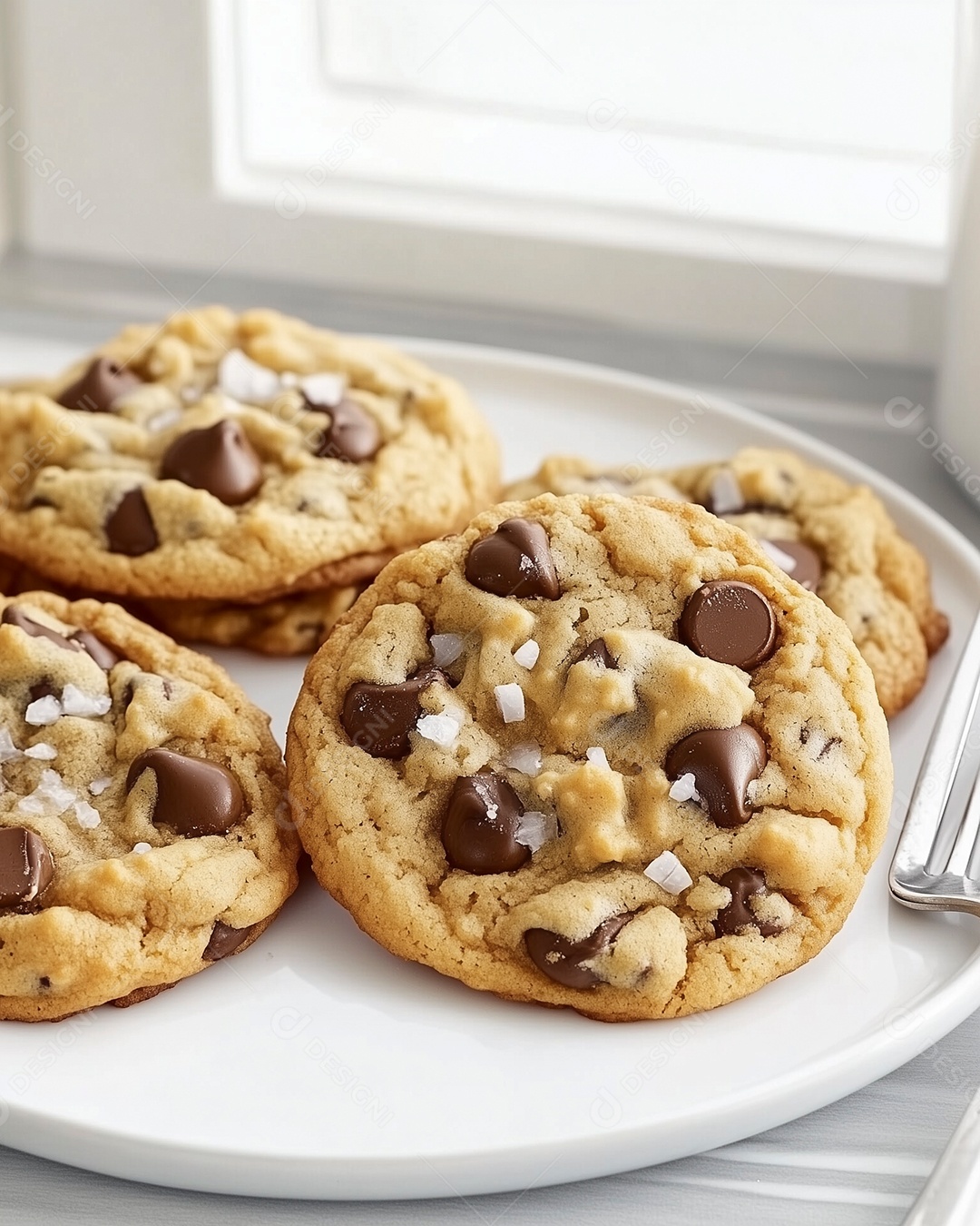 Belos cookies em prato sobre mesa de marmore