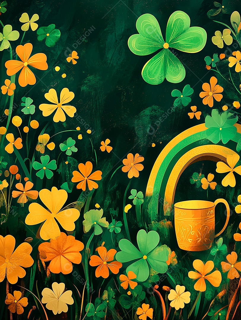 Lindo jardim de trevo sobre fundo verde isolado