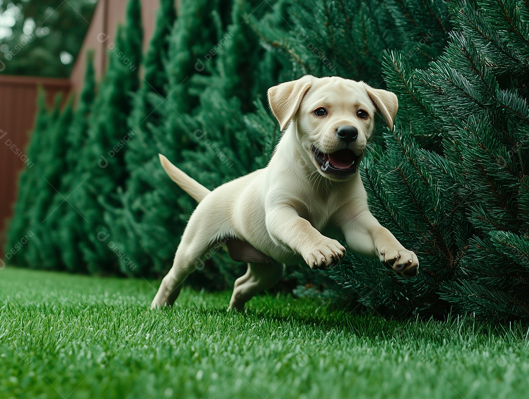 Lindo cachorrinho brincando sobre gramado