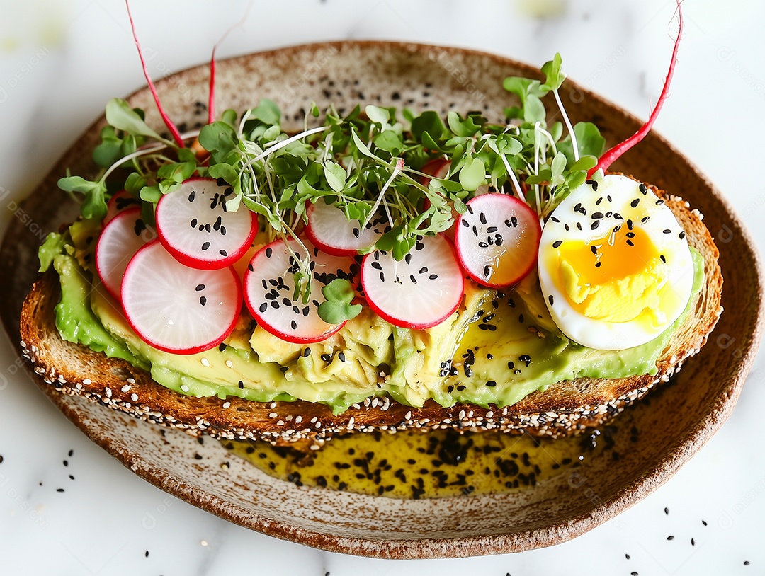 Linda torrada integral em tijela sobre mesa de marmore