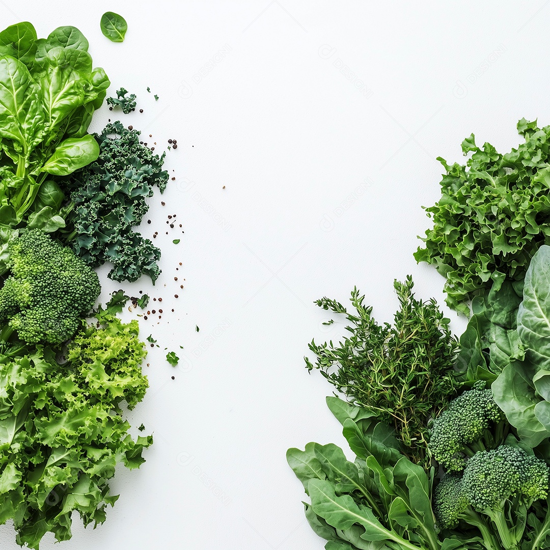 Lindos vegetais verdes sobre fundo branco isolado