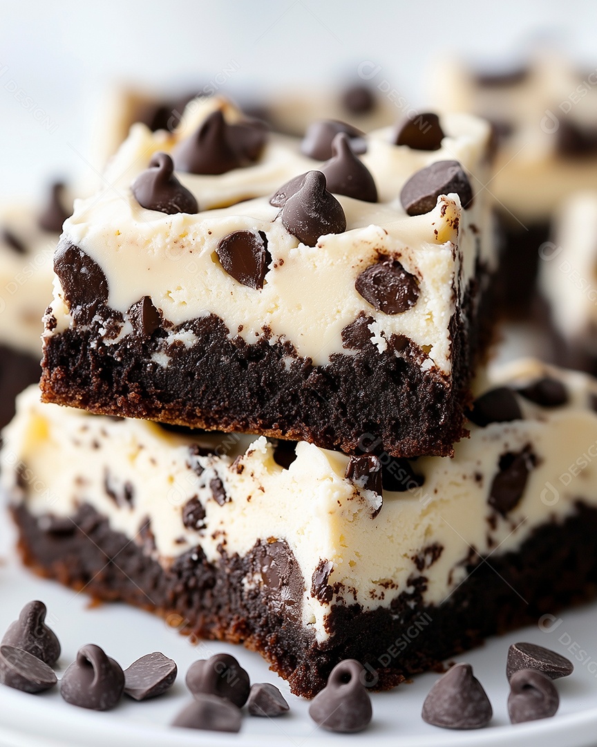 Delícioso chocolate chip com gotas de chocolate sobre fundo isolado