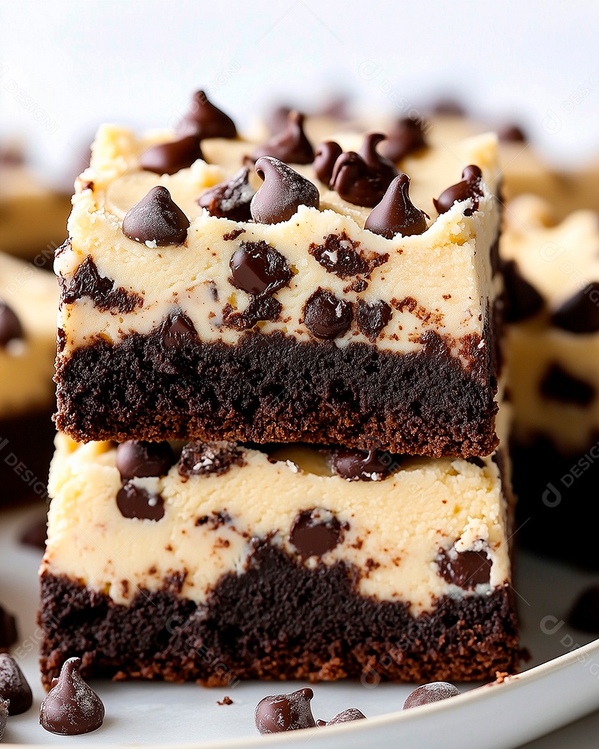 Delícioso chocolate chip com gotas de chocolate sobre fundo isolado