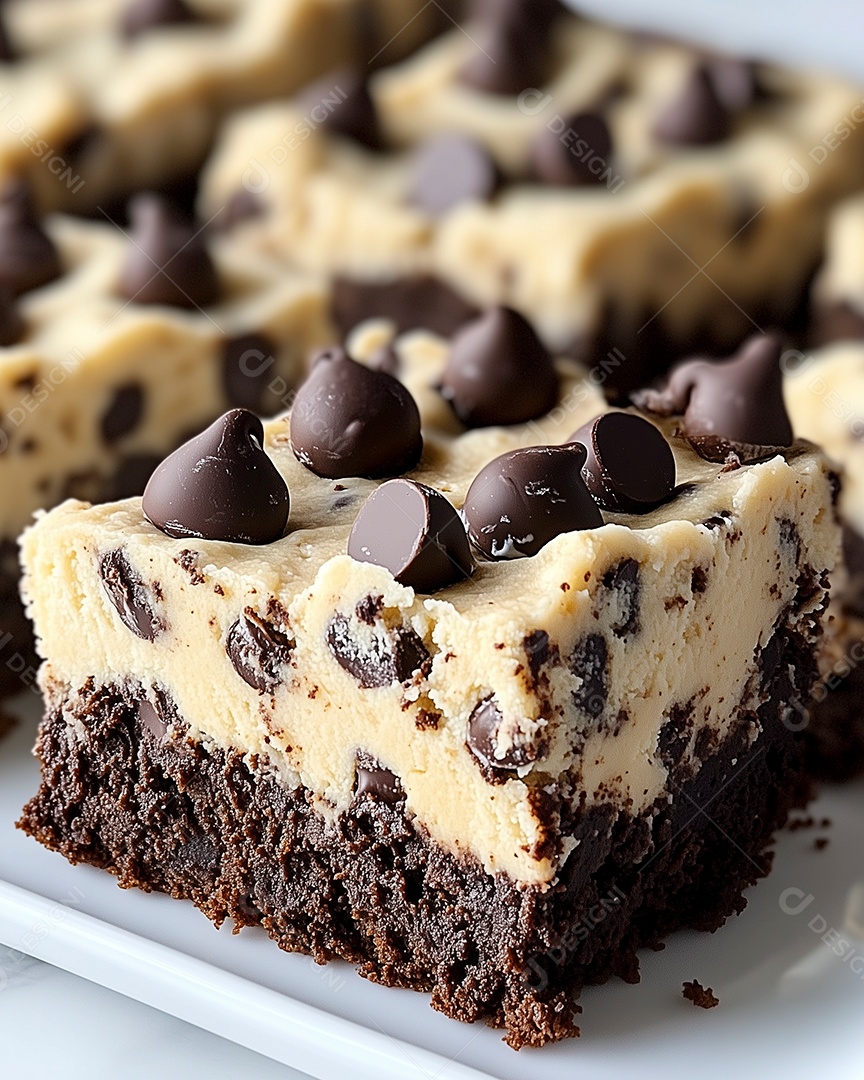 Delícioso chocolate chip com gotas de chocolate sobre fundo isolado