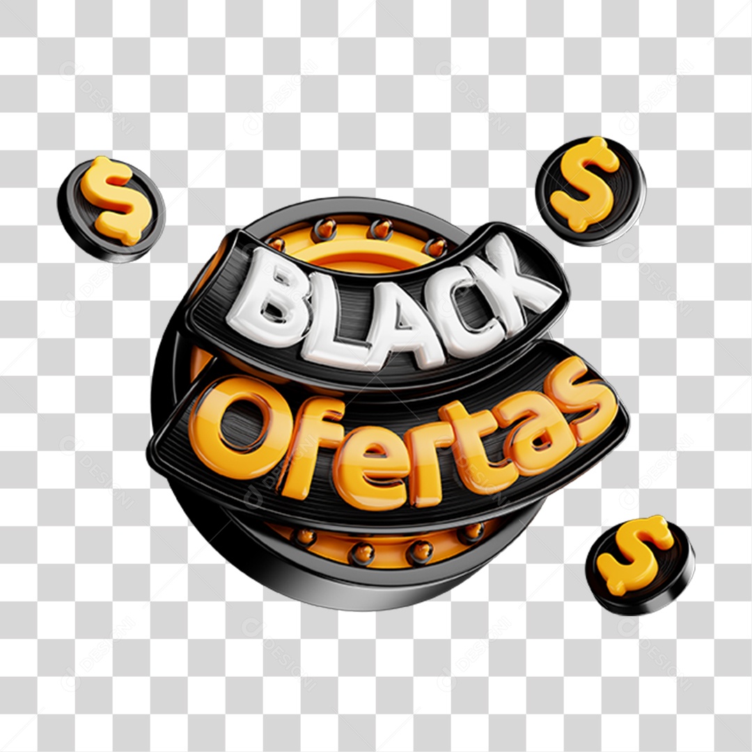 Selo 3D Black Ofertas PNG Transparente