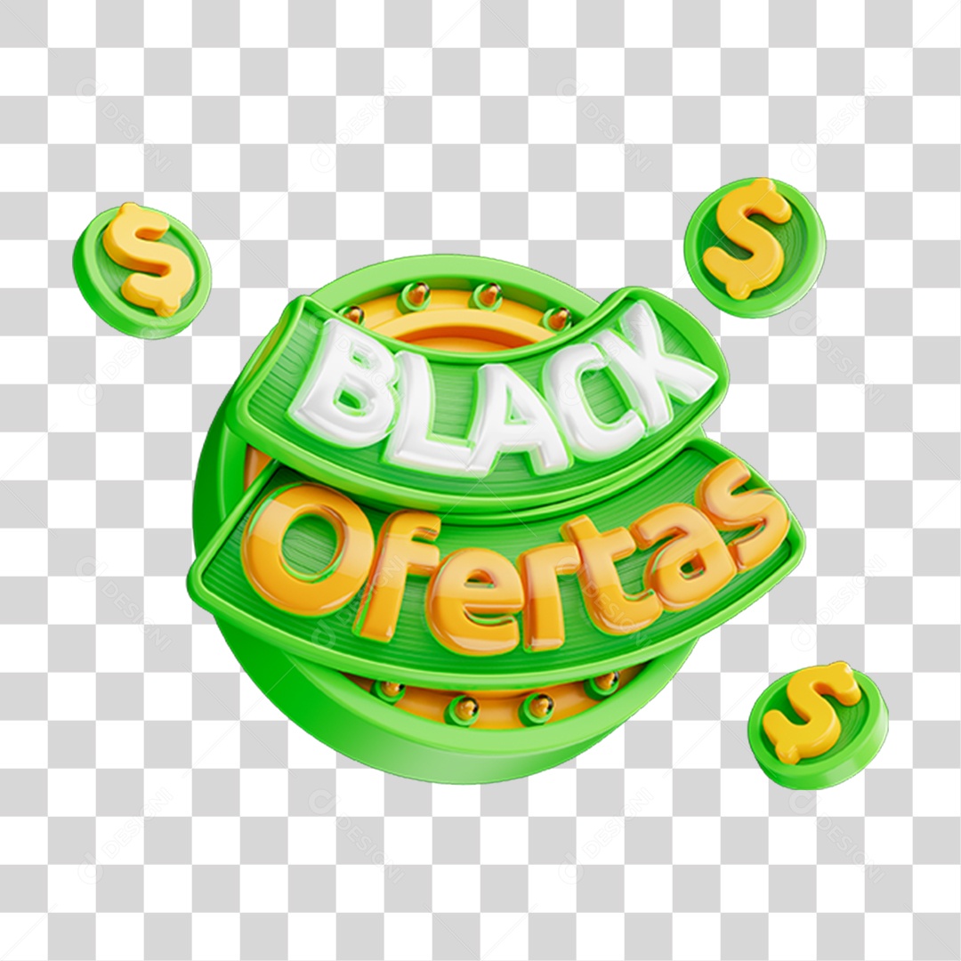 Selo 3D Black Ofertas PNG Transparente