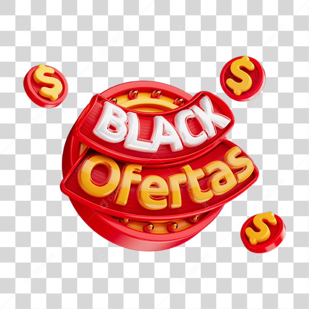 Selo 3D Black Ofertas PNG Transparente