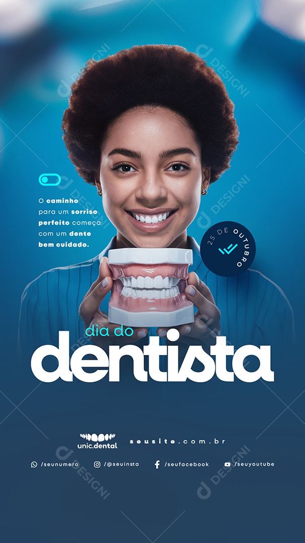 Story Dia do Dentista 25 de Outubro O Caminho para Um Sorriso Perfeito Social Media PSD Editável