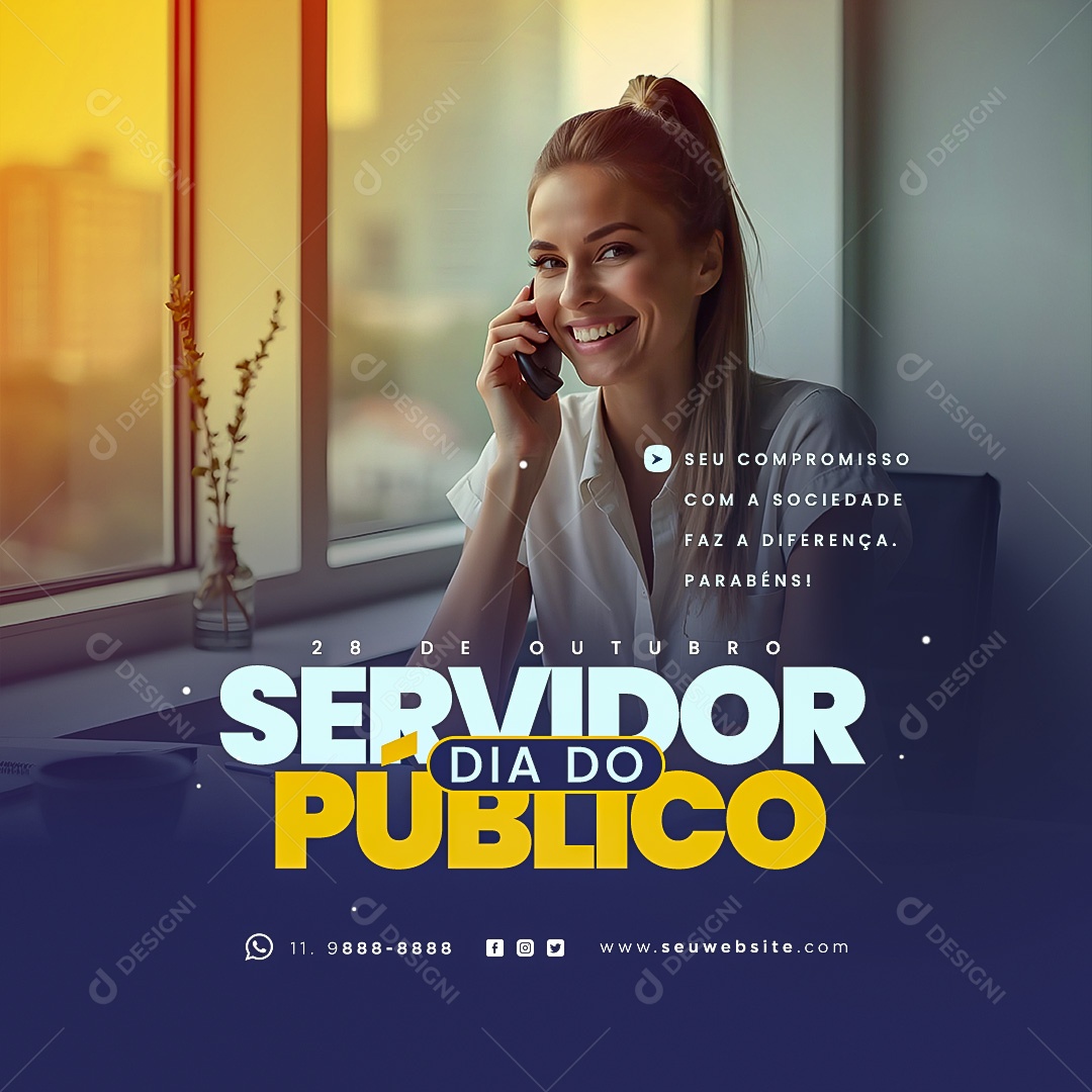 Dia do Servidor Público 28 de Outubro Parabéns Social Media PSD Editável