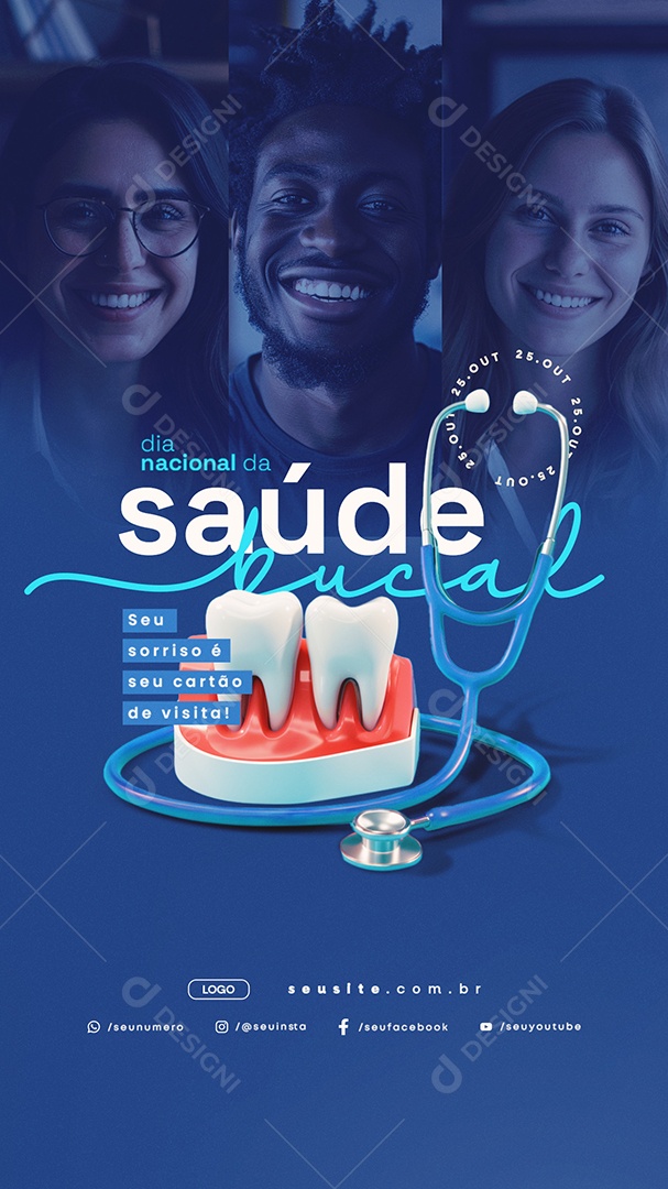 Story Dia Nacional da Saúde Bucal 25 de Outubro Social Media PSD Editável