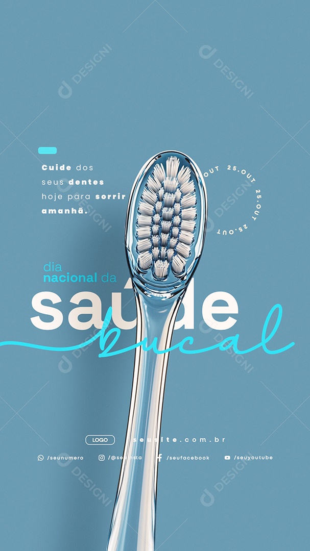 Story Dia Nacional da Saúde Bucal 25 de Outubro Cuide dos Seus Dentes Social Media PSD Editável