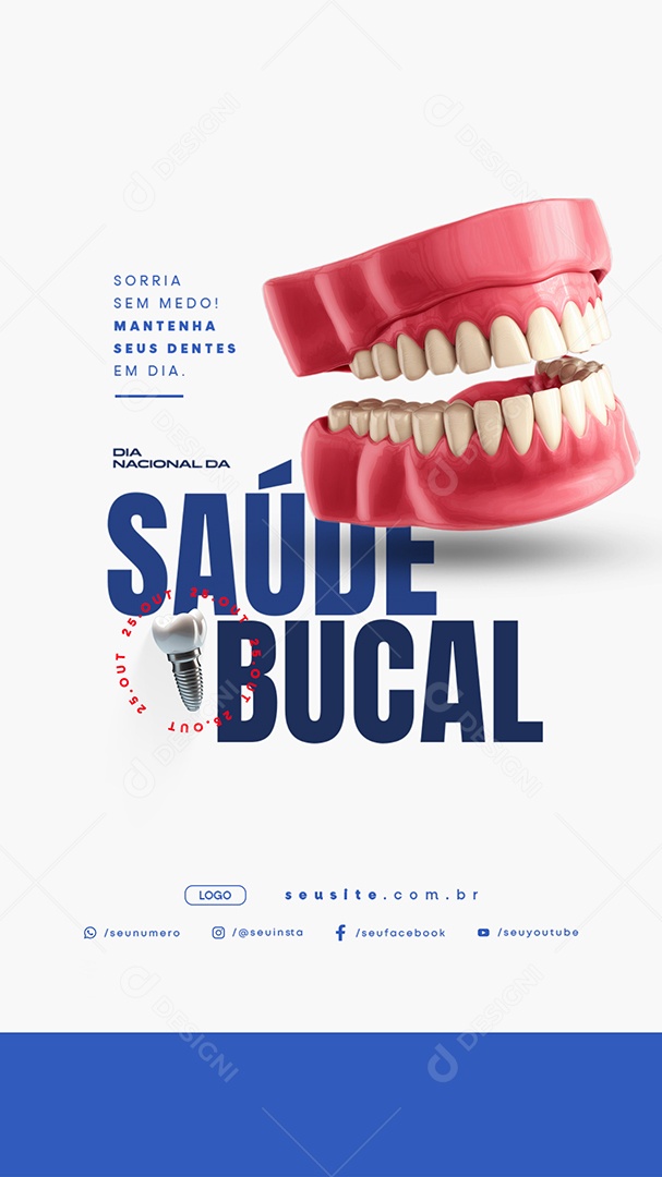 Story Dia Nacional da Saúde Bucal 25 de Outubro Sorria Sem Medo Social Media PSD Editável