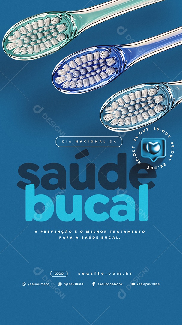Story Dia Nacional da Saúde Bucal 25 de Outubro Social Media PSD Editável
