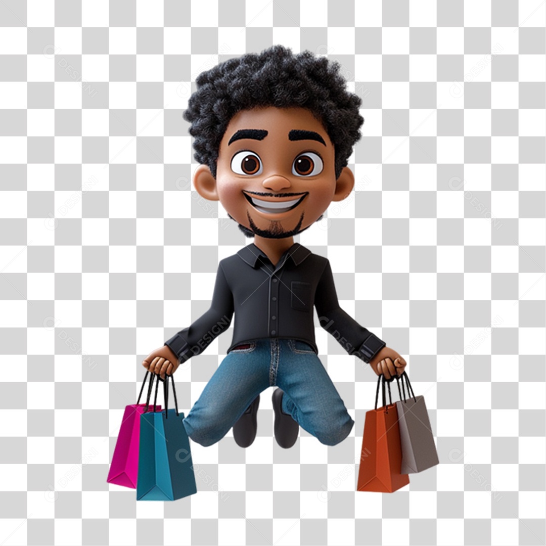 Mascote Humano para Black Friday PNG Transparente
