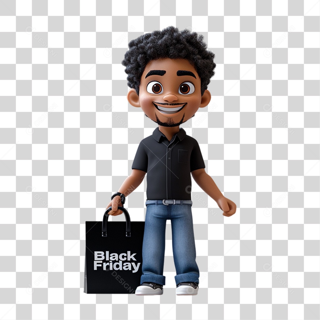 Mascote Humano para Black Friday PNG Transparente