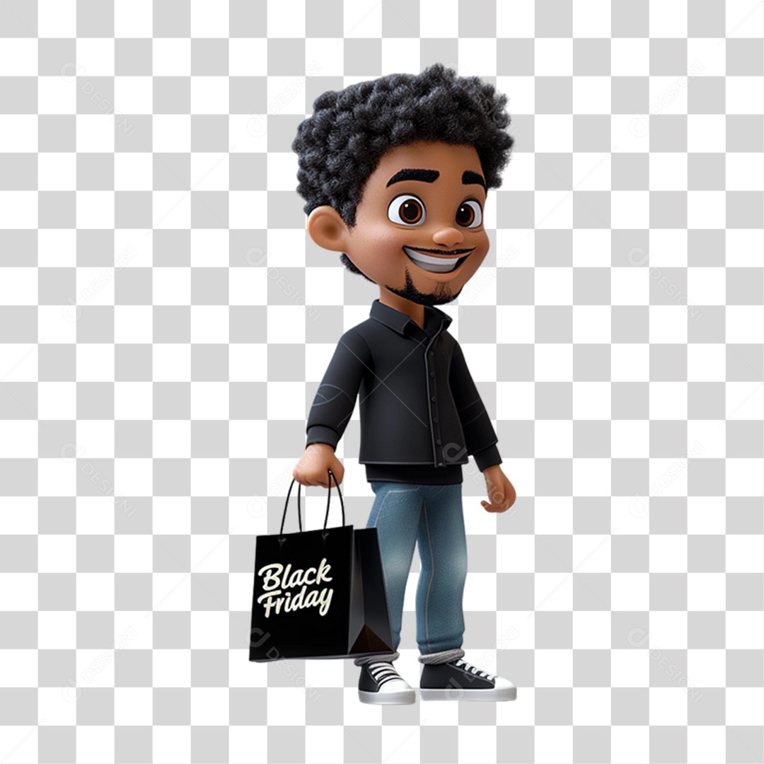 Mascote Humano para Black Friday PNG Transparente