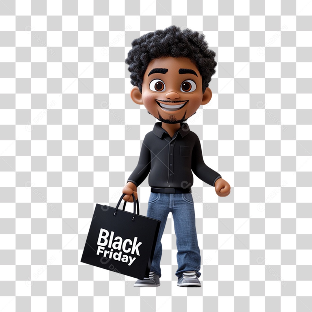 Mascote Humano para Black Friday PNG Transparente