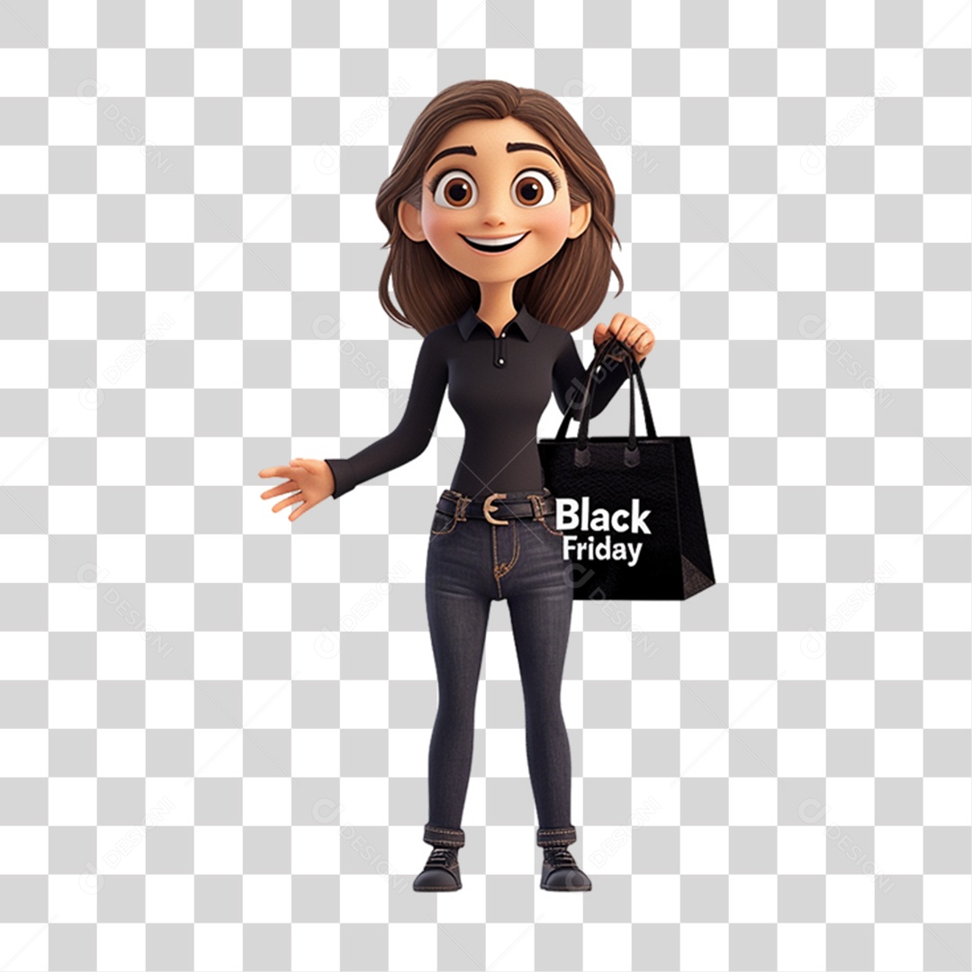 Mascote Humano para Black Friday PNG Transparente