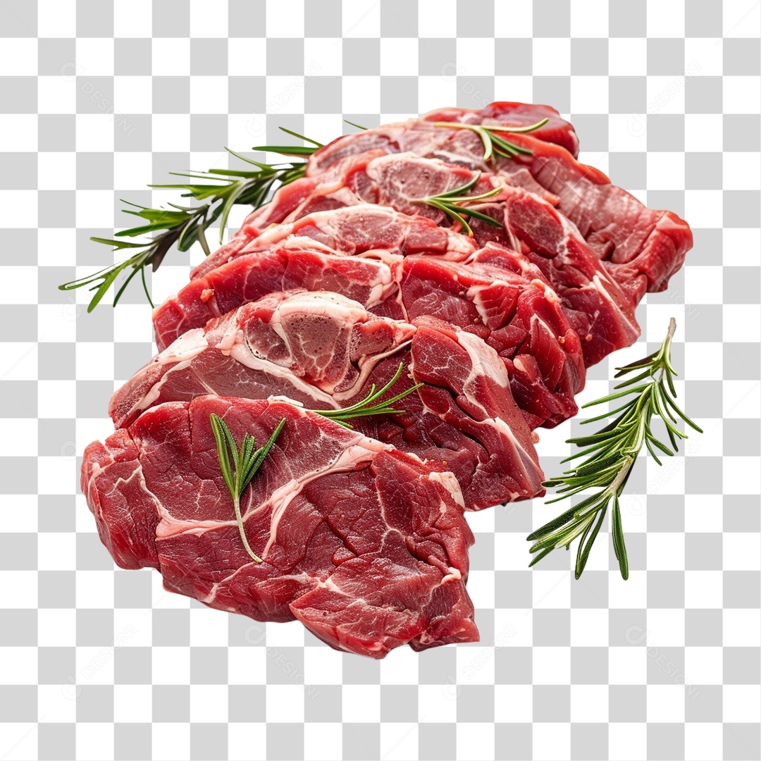 Tábua de Madeira com Pedaços de Carne e Temperos PNG Transparente