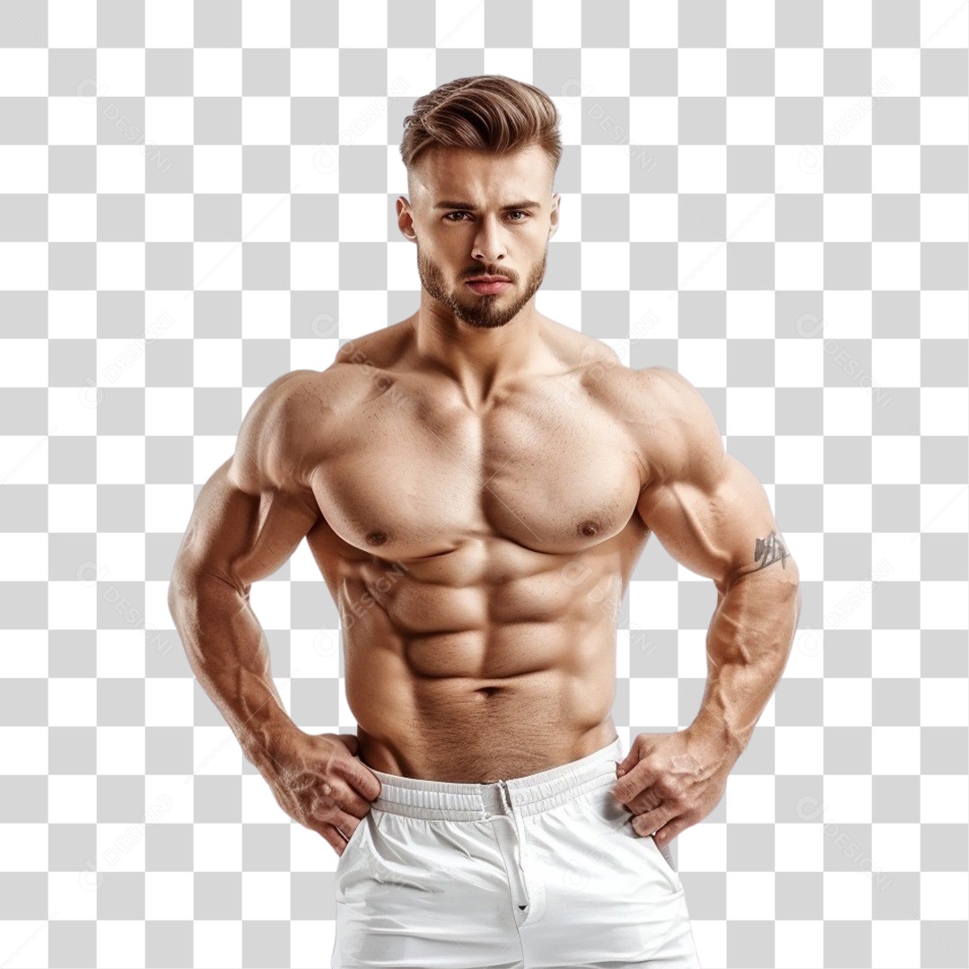 Homem Musculoso Fisiculturista PNG Transparente