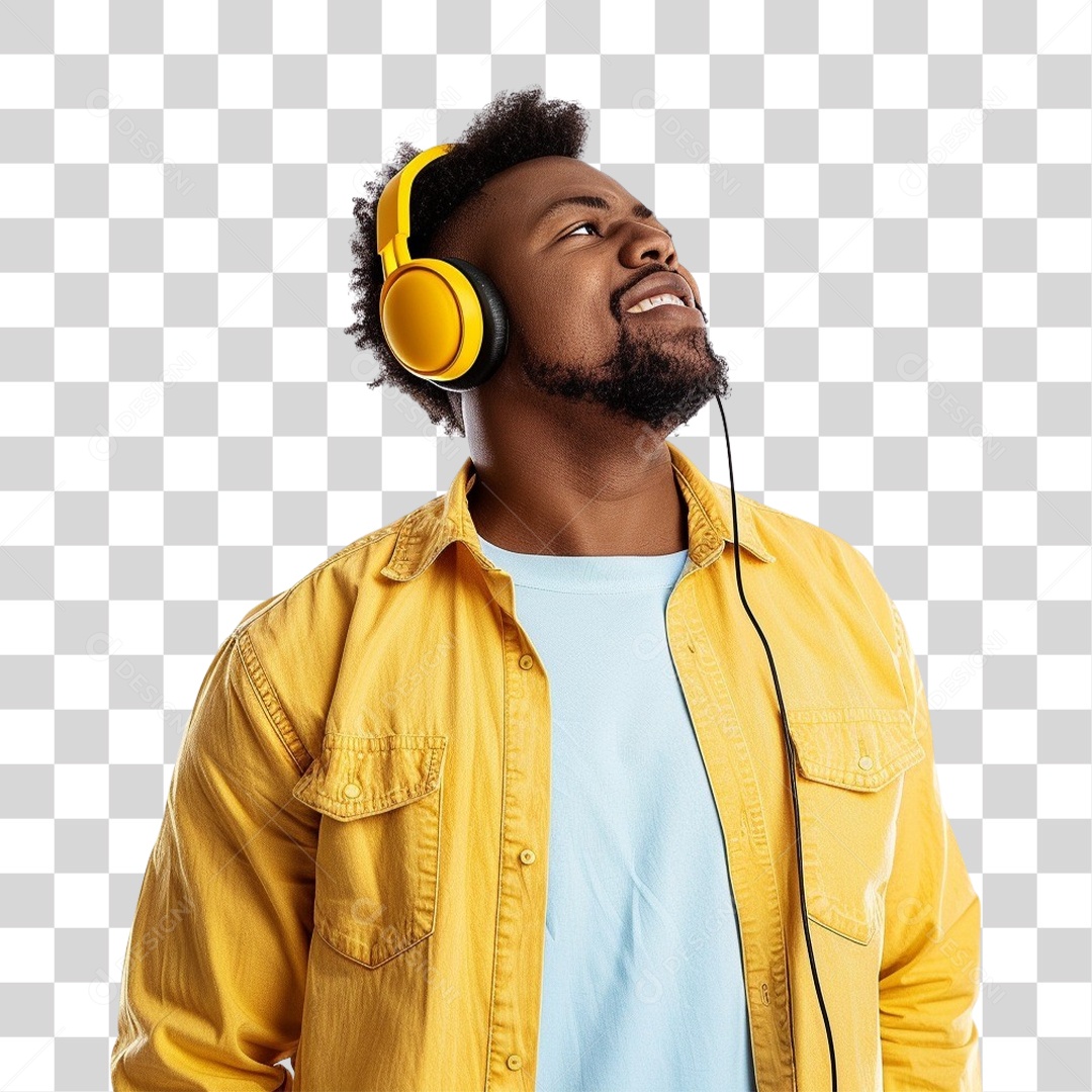 Jovem Negro Ouvindo Música PNG Transparente
