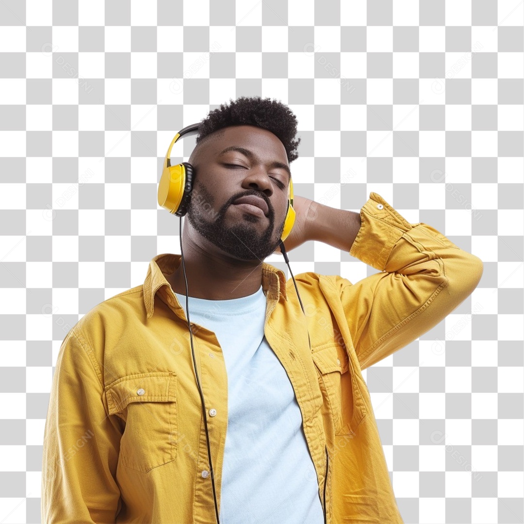 Jovem Negro Ouvindo Música PNG Transparente