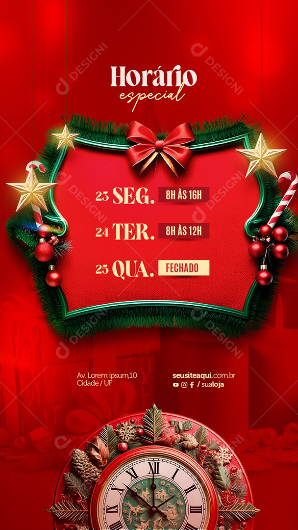 Social Media Story Horário Especial Natal  PSD Editável