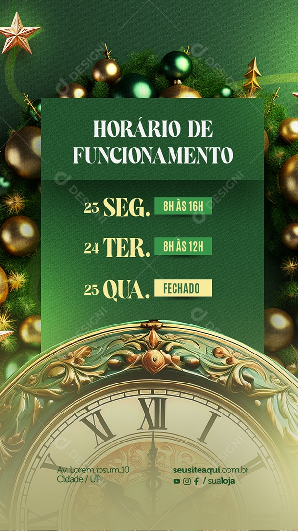 Social Media Story Horário de Funcionamento Natal  PSD Editável