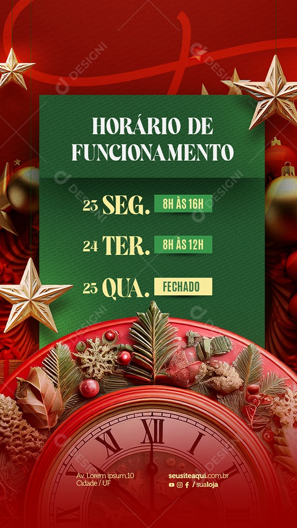Working hours Christmas Social Media PSD Editable