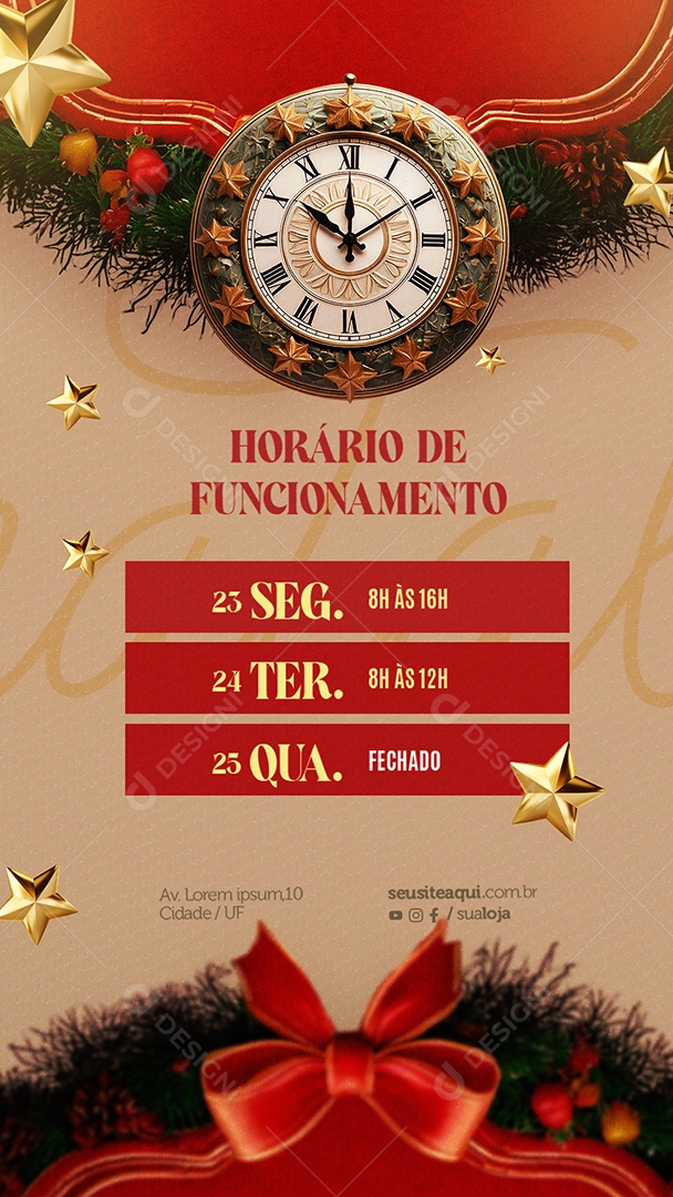 Social Media Story Horário de Funcionamento Natal  PSD Editável