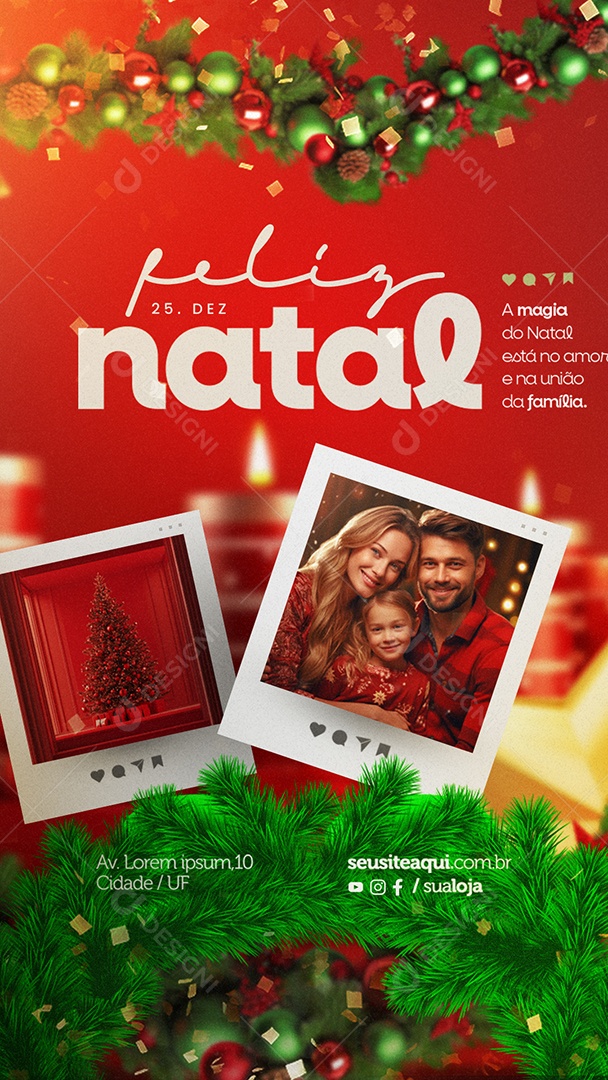 Story Feliz Natal 25 de Dezembro Social Media PSD Editável