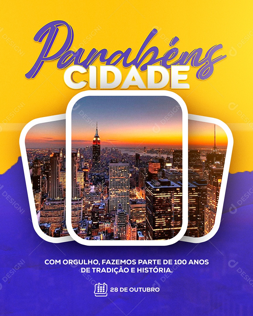 Parabéns Cidade Social Media PSD Editável