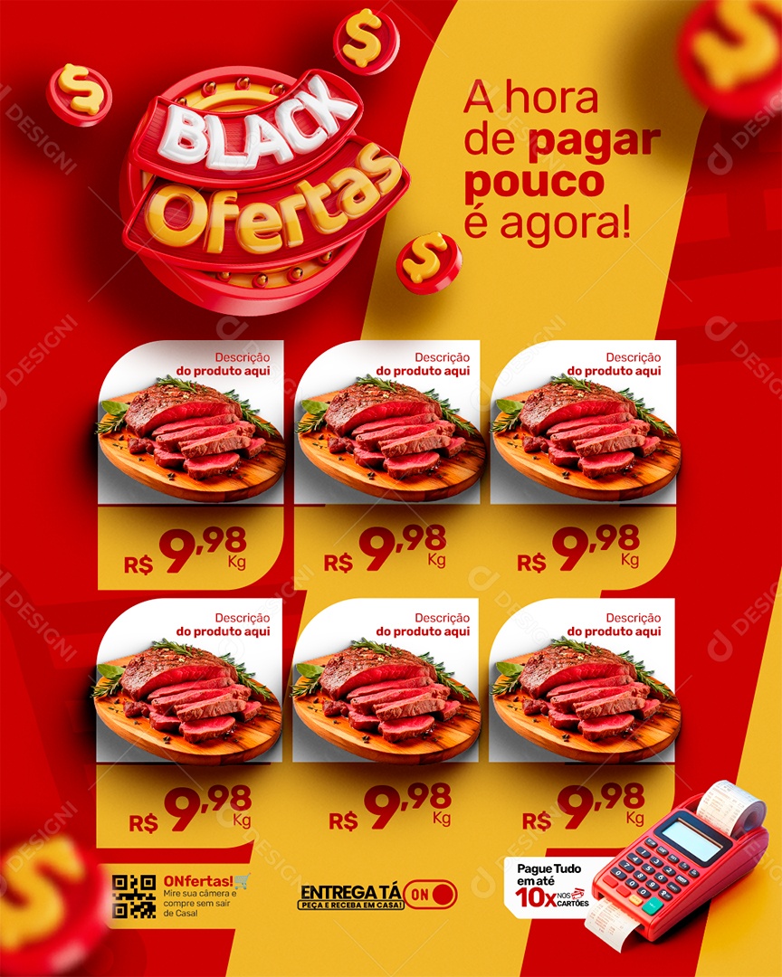 Açougue Social Black Ofertas Media PSD Editável