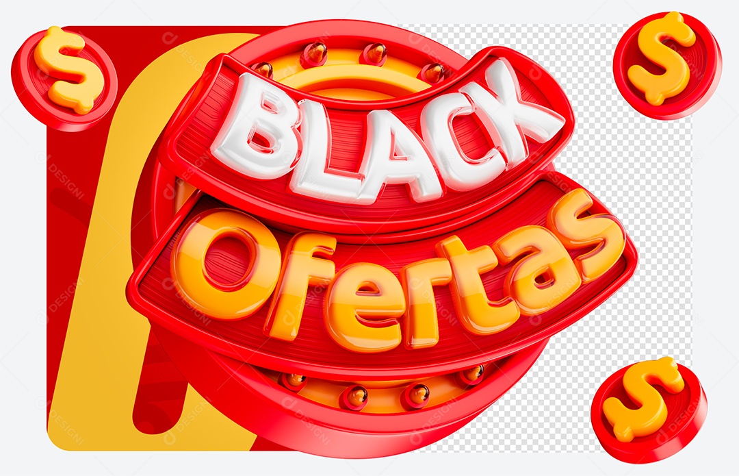 Selo 3D Black Friday para Composição PSD